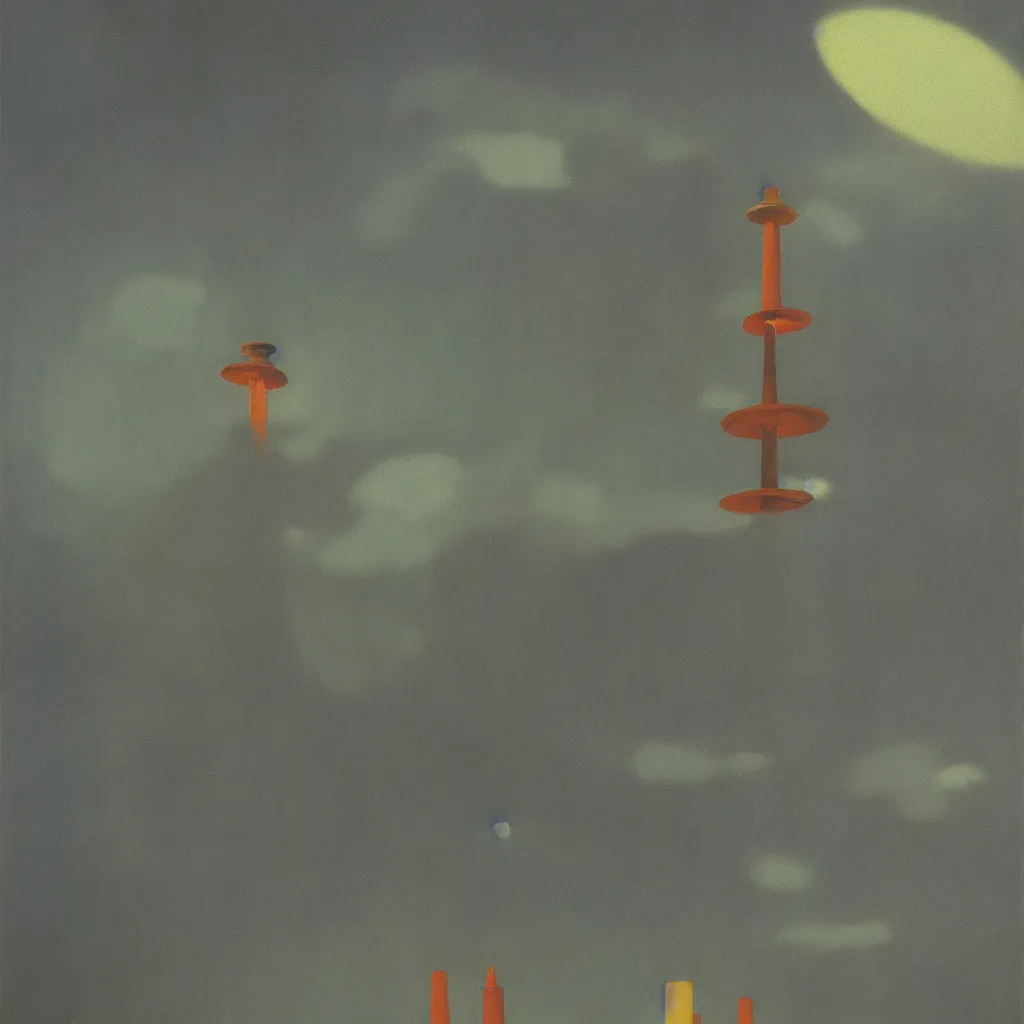Prompt: a single! colorful! fungus tower clear empty sky, a high contrast!! ultradetailed painting by harry watrous, hard lighting, masterpiece,