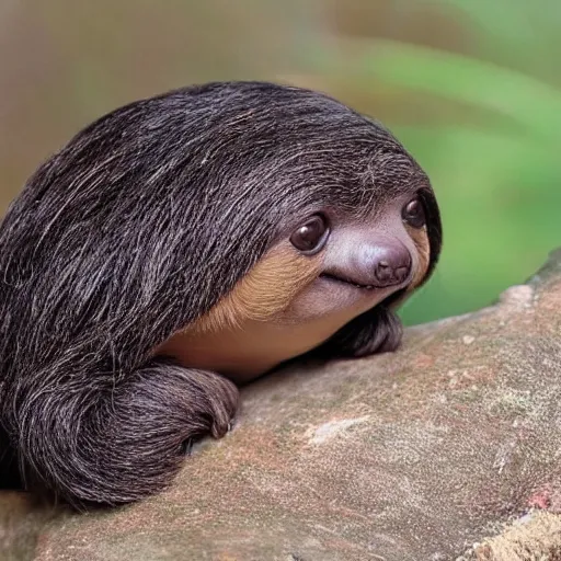 Prompt: a full body photo of an animal which looks half like a slug and half like a sloth