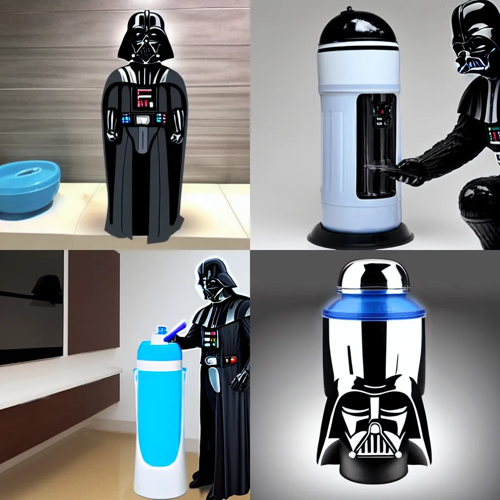 Prompt: darth vader but he is a water dispenser