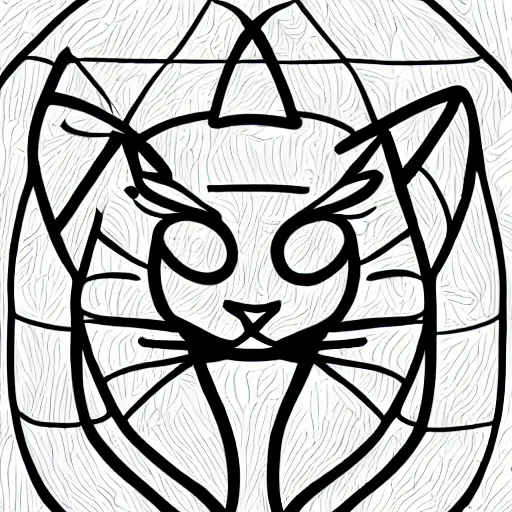 Image similar to tattoo sketch of a cat with one eye, monstera epipremnoides, a draft, organic ornament, minimalism, line art, vector