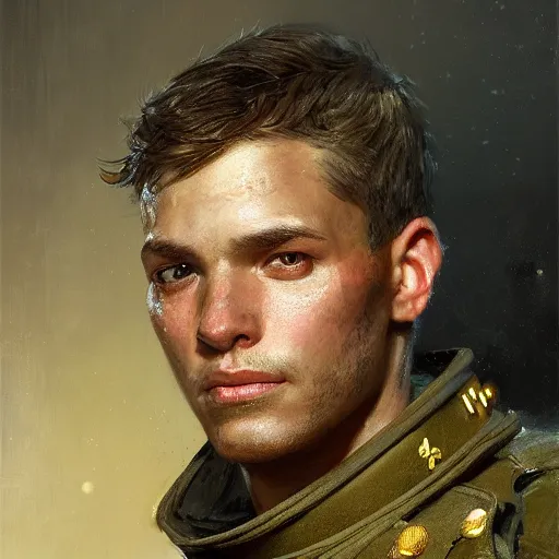 Prompt: portrait of a 3 0 years old soldier, extreme fine detail background, night, highly detailed, detailed eyes, high quality, digital painting, hyperrealistic, by gaston bussiere, j. c. leyendecker, craig mullins