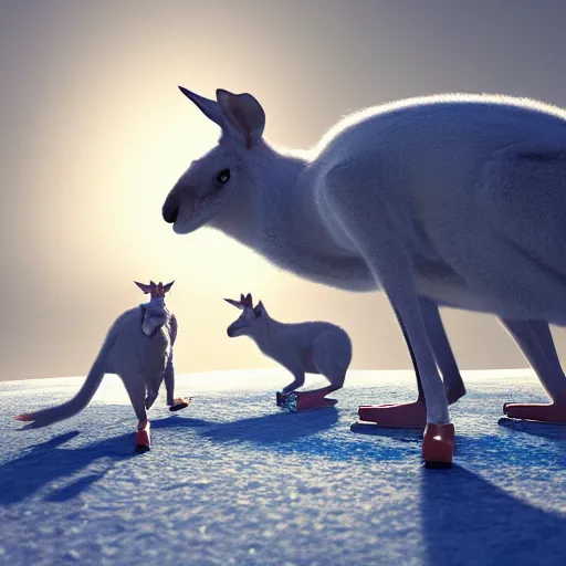 Prompt: ! dream kangaroos pulling a sled at north pole, trending on artstation, dramatic lighting, octane render, weta digital, micro details, 3 d sculpture, structure, ray trace, insane details, intricate, elite, ornate, elegant
