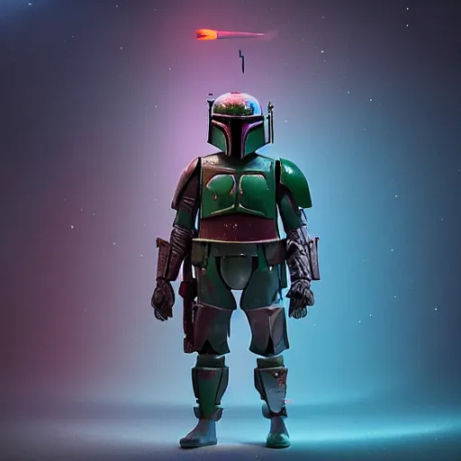 Image similar to fantasy style boba fett by beeple, epic lighting, semirealistic