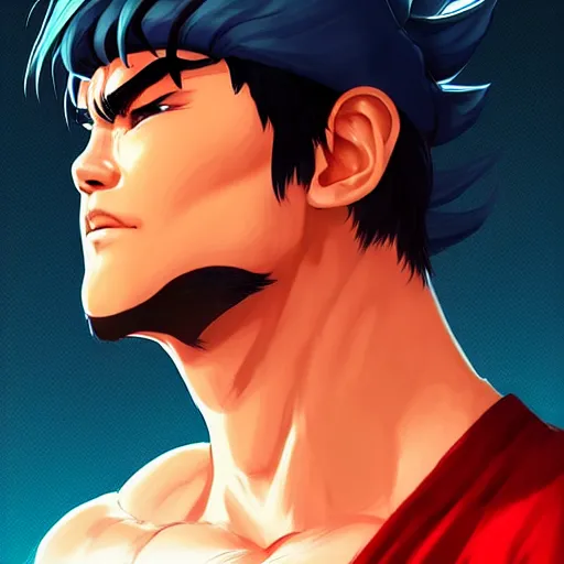 Image similar to a portrait of ryu from street fighter 2, art by lois van baarle and loish and ross tran and rossdraws and sam yang and samdoesarts and artgerm, digital art, highly detailed, intricate, sharp focus, trending on artstation hq, deviantart, unreal engine 5, 4 k uhd image