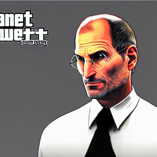 Prompt: steve jobs as a gta v cover art