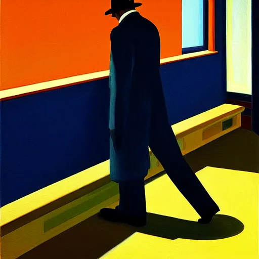 Prompt: painting of an invisible man, by edward hopper and james gilleard