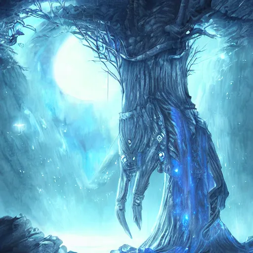 Image similar to a giant pillar of blue moonlight light, magic spell, epic fantasy style art, fantasy epic digital art, epic fantasy card game art