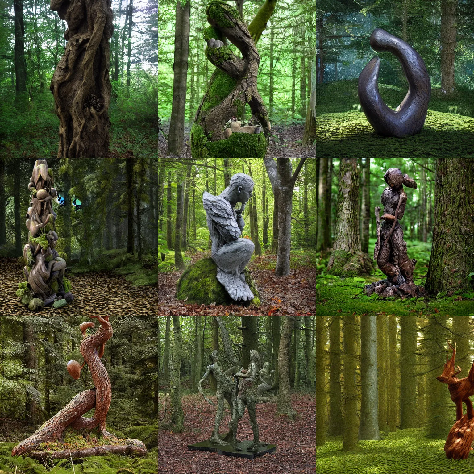 Prompt: a woodland sculpture by Nils-Udo, environment art