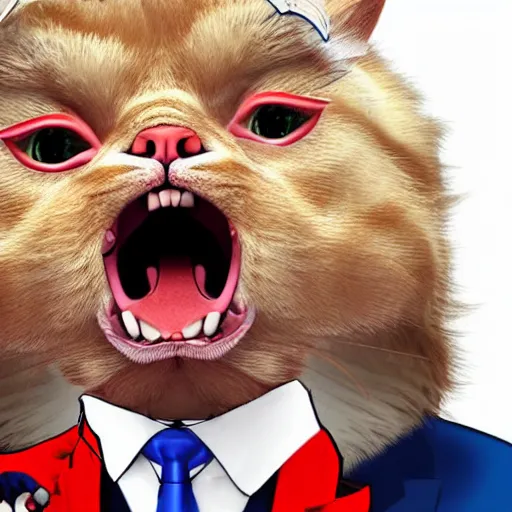 Image similar to donald trump as a anthropomorphic cute cat