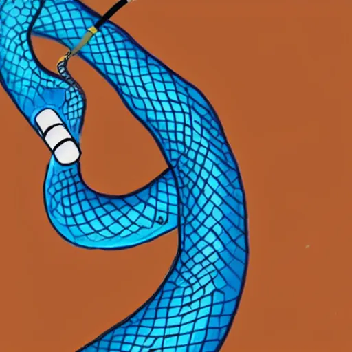 Image similar to blue snake smoking an oversized cigarette