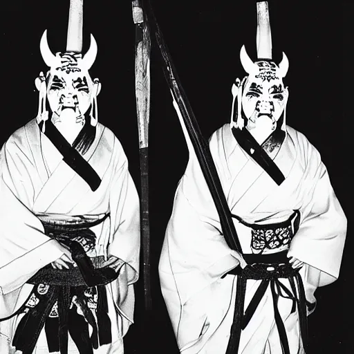 Image similar to A photograph of Japanese oni demons at the conference, 35mm film grain, intricate, high contrast, studio lighting, fantasy