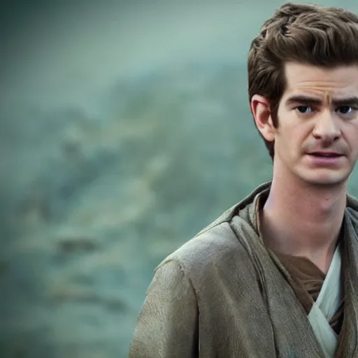 Image similar to a film still of andrew garfield as a jedi in star wars realistic, detailed