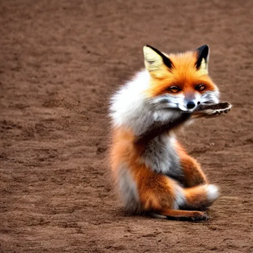 Prompt: fox animal doing kung fu, award winning photograph