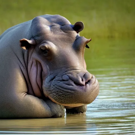 Image similar to a grumpy grumpy grumpy hippo