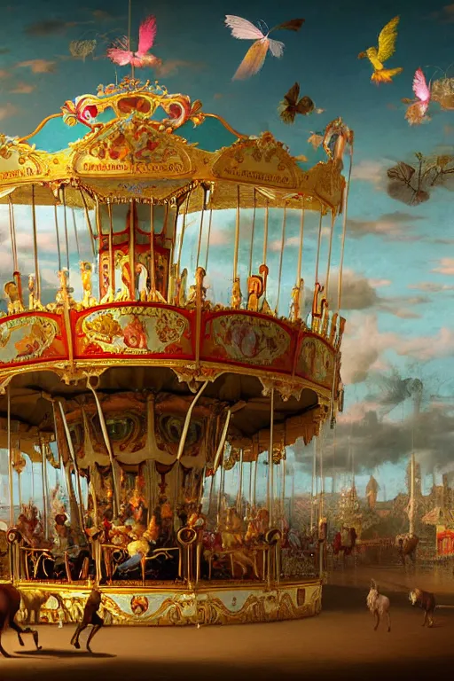 Prompt: a beautiful digital illustration painting of a fantasy carousel with painted horses by benoit b. mandelbrot, steven belledin, martin johnson heade, lee madgwick, caspar david friedrich, and david rios ferreira. 8 k resolution trending on artstation concept art digital illustration