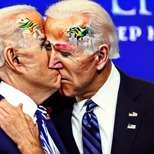 Image similar to trump kissing joe Biden