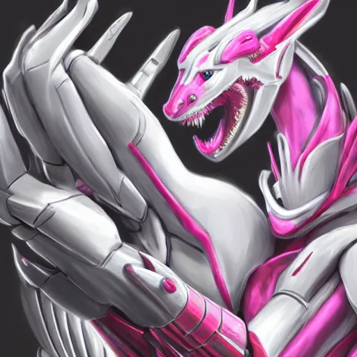 Image similar to very close up foot shot, detailed foot shot, feet art, furry paw, paw, dragon paw, paws, hyperdetailed elegant beautiful stunning hot anthropomorphic mecha female dragon, sharp silver armor fuchsia skin, showing quality detailed paws mecha dragon feet at camera, sharp claws, warframe fanart, furaffinity, deviantart, ekasportal