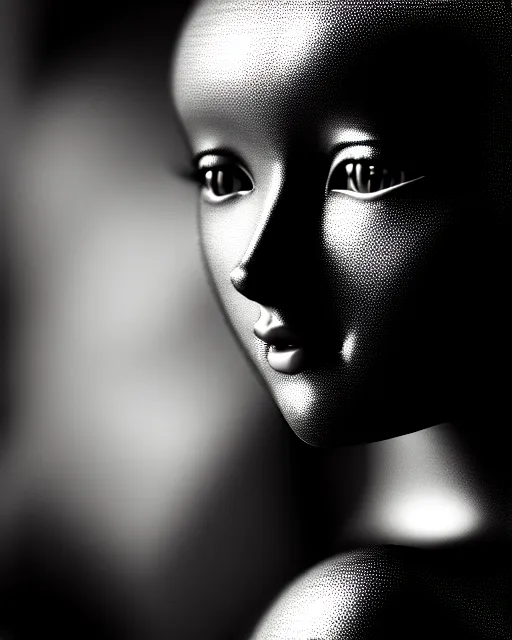 Image similar to black and white dreamy young beautiful female artificial intelligence, metropolis, cinematic, rim light, bokeh, photo - realistic, elegant, high detail, 8 k, masterpiece, photo taken in 1 9 3 0