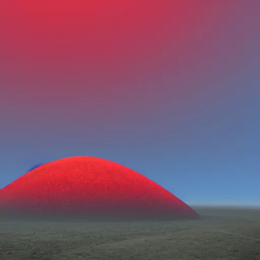 Image similar to hill made of giant red faces, crimson ocean, lunar eclipse, lightning, red color, hyper realistic