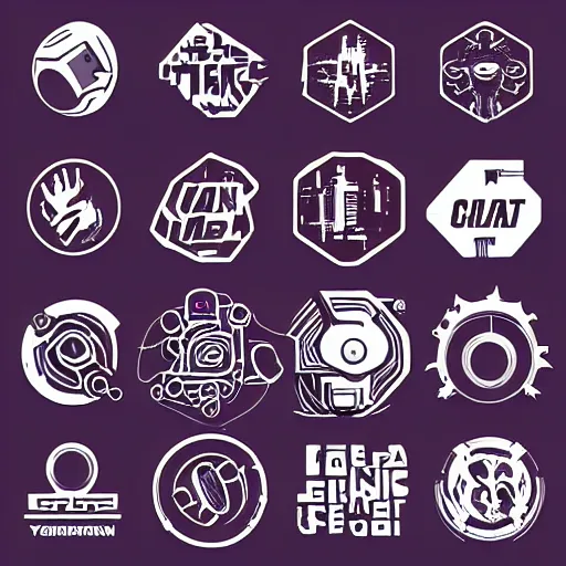 Prompt: cyberpunk logos, clean, vector art, texture