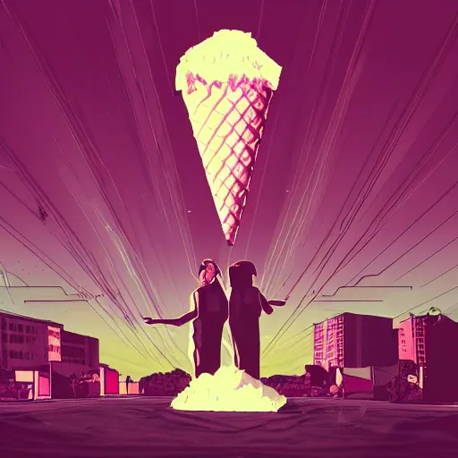 Image similar to a ice cream, epic retrowave art, trending on art station