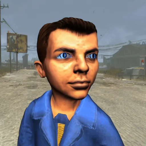 Image similar to fallout 4 character but rendered in n 6 4 graphics.