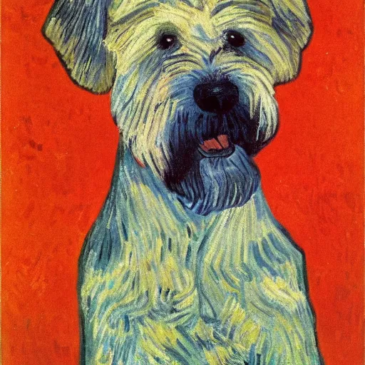 Image similar to portrait of a wheaten terrier by van gogh