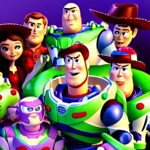 Image similar to the avengers in toy story style