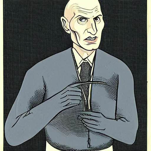 Prompt: Voldemort as a math teacher, mid century style