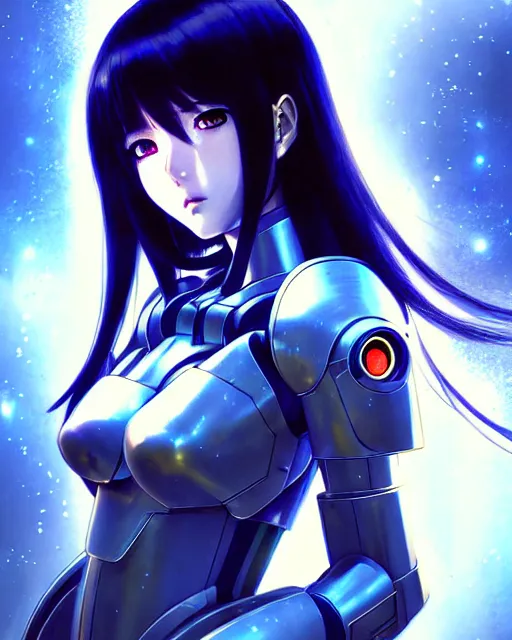 Image similar to portrait Anime Girl in mecha armor in night tokyo Sharp fine face pretty face, realistic shaded Perfect face, fine details. Anime. cyberpunk realistic shaded lighting by katsuhiro otomo ghost-in-the-shell, magali villeneuve, artgerm, rutkowski Jeremy Lipkin and Giuseppe Dangelico Pino and Michael Garmash and Rob Rey