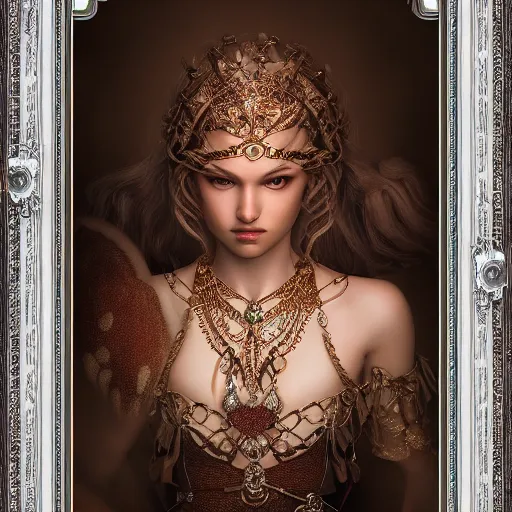 Image similar to wonderful princess of chains with fair skin, ornate 8 k gorgeous intricate detailed, accent lighting, dramatic light, octane render, framed