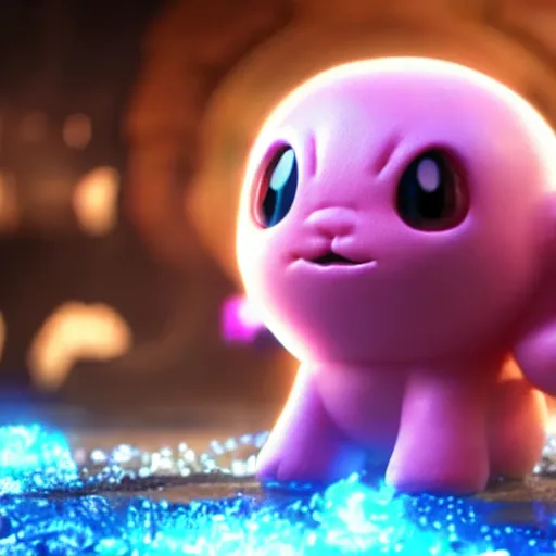 Image similar to jigglypuff! in Gears of War, splash art, movie still, cinematic lighting, dramatic, octane render, long lens, shallow depth of field, bokeh, anamorphic lens flare, 8k, hyper detailed, 35mm film grain