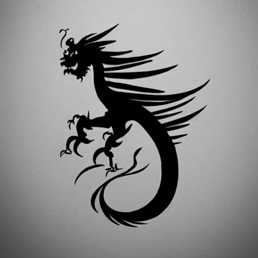 Image similar to A dragon tattoo, minimalistic, simplistic,