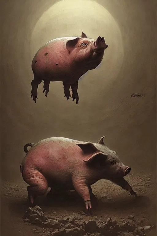 Prompt: pig machine by giger, zdzisław beksinski, greg rutkowski, maxim verehin