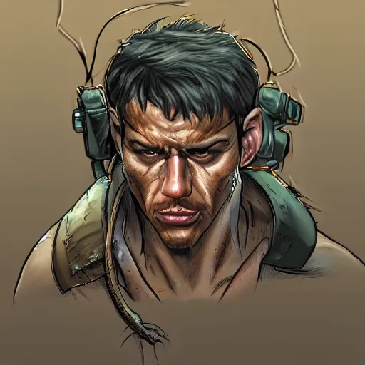 Prompt: rambo exposed to radiation and became mutant. concept art, high detailed, fine art, trending on artstation, smooth draw, sharp focus, pixel art.