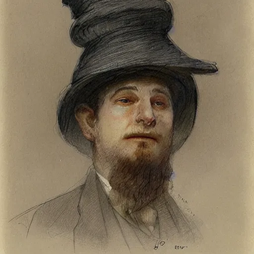 Image similar to man wearing a heavy fat stone hat high resolution, high quality, by jean - baptiste monge