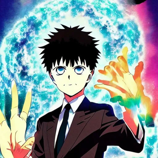 Image similar to anime poster, Mob Psycho 100, soviet