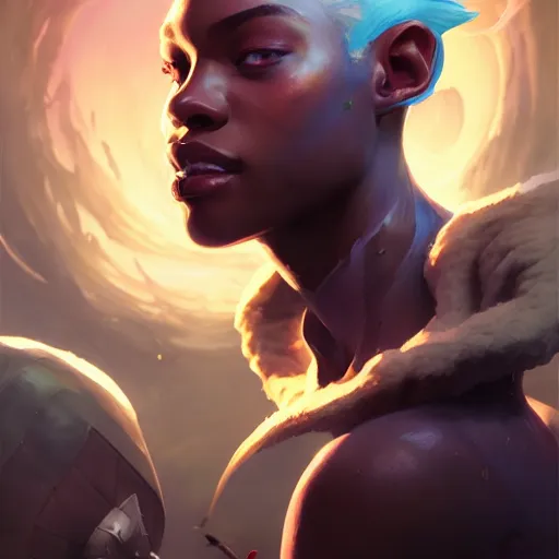 Image similar to portrait of huell babineaux, league of legends champion splash art, in - frame, photorealistic facial features, right side composition, art by pete mohrbacher and guweiz and ilya kuvshinov, highly detailed, intricate, sharp focus, unreal engine 5, 4 k uhd