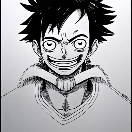 Image similar to luffy with mustache by kim jung gi