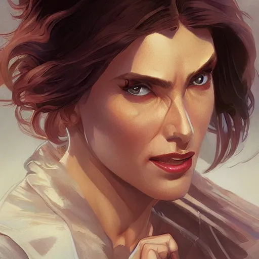 Image similar to female doc savage, painted character portrait, highly detailed, digital painting, artstation, concept art, sharp focus, illustration, art by artgerm and greg rutkowski and alphonse mucha