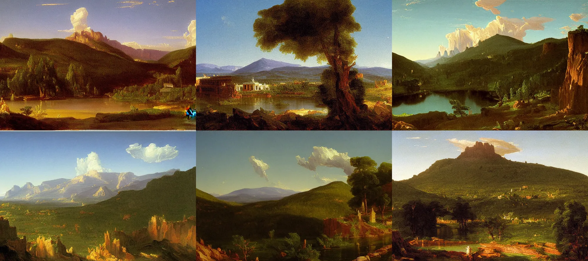 Prompt: town of williams arizona painting by thomas cole