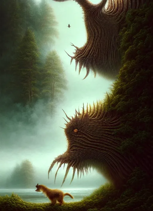 Prompt: a hyper-detailed 3d render like a Oil painting of Nature witnessing itself through all animals, surrealism!!!!! surreal concept art, lifelike, photorealistic, digital painting, aesthetic, smooth, sharp focus, Artstation HD, by Greg Rutkowski, Chris Tulloch McCabe, Valentina Remenar and Asher Duran,