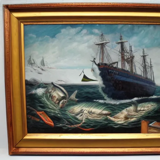 Prompt: the final whaling trip, oil on canvas, highly detailed, masterpiece