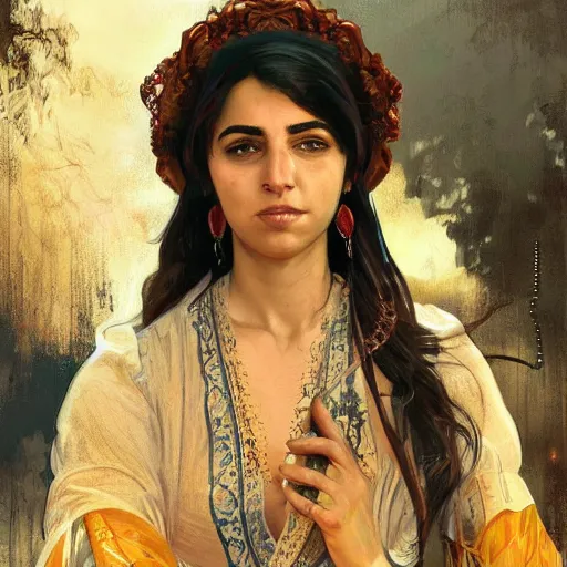 Prompt: portrait of kurdish singer adnan karim, highly detailed, digital painting, artstation, concept art, sharp focus, illustration, art by art germ and greg rutkowski and alphonse mucha