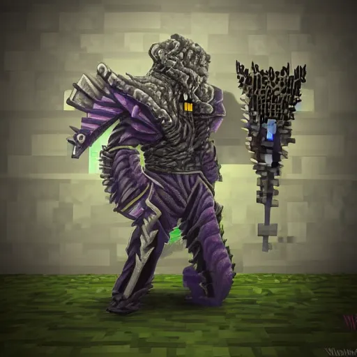 Image similar to minecraft warden in the style of a fantasy beast, ultra detail, painting, scary