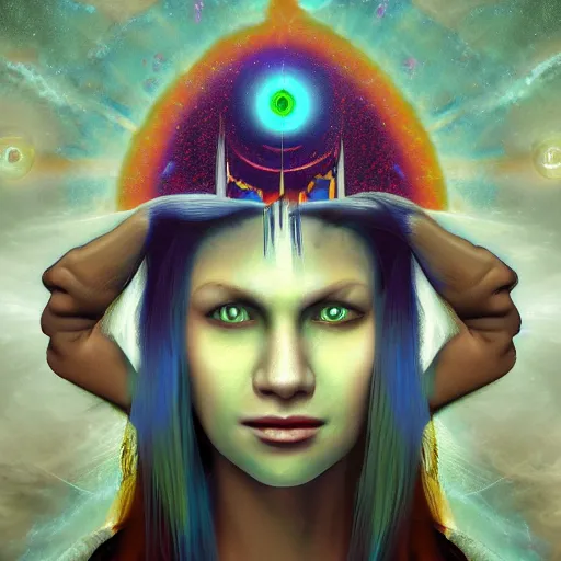 Prompt: third eye prediction, artist interpretation of third - eye visions, trending on artstation, matte painting