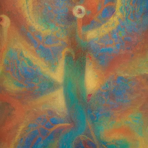 Image similar to oil paintings symbol schizophrenia, soft colors deep, 8 k