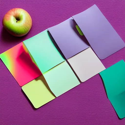 Prompt: apple style advertisement of a notepad light green, light blue, light yellow, light purple