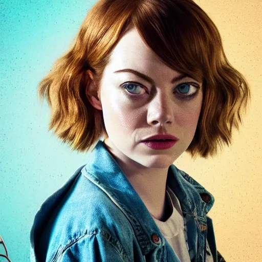 Image similar to Emma Stone in Stranger Things, XF IQ4, 150MP, 50mm, f/1.4, ISO 200, 1/160s, natural light, Adobe Lightroom, DxO Photolab, Corel PaintShop Pro, rule of thirds, symmetrical balance, depth layering, polarizing filter, Sense of Depth