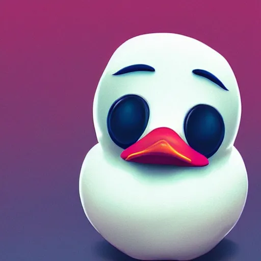 Prompt: funny rubber cute duck monster by artgerm and beeple and charlie bowater, soft lighting, solid background,